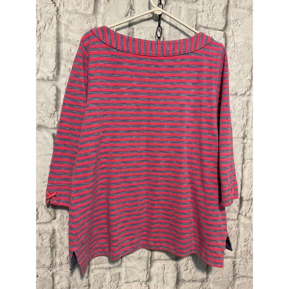 Talbots XL Pink & Blue Top 3/4 Sleeve - Picture 5 of 6